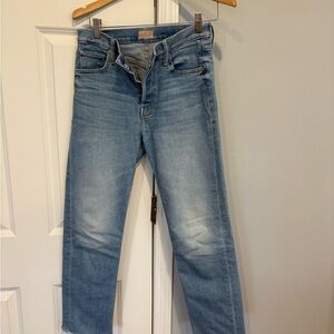 Womens Mother Jeans - Tomcat Ankle Fray - kitty corner wash - size 28